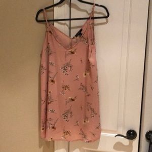Salmon colored slip dress with flowers